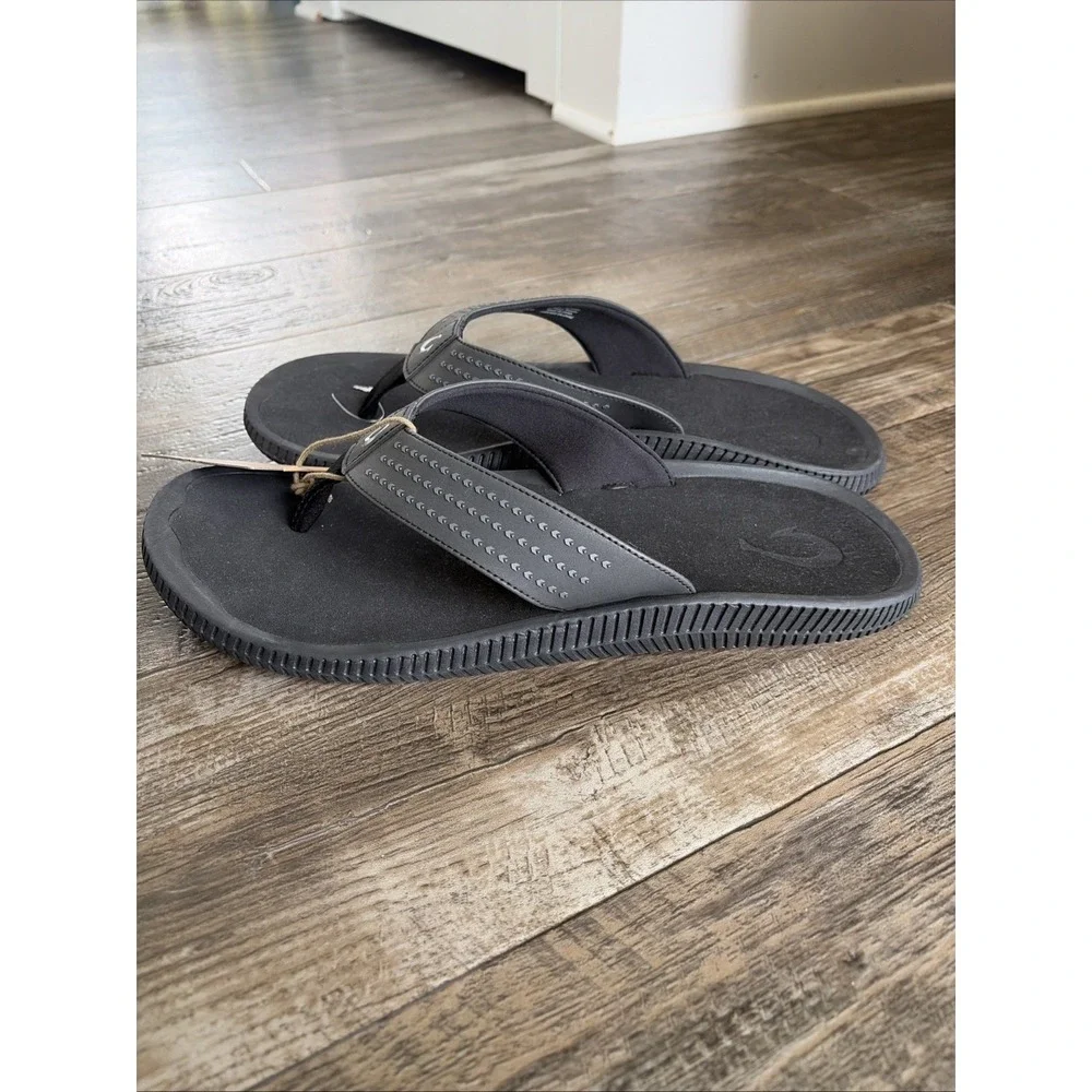 Olukai Ulele Men's Water-Ready Beach Sandals Black US Mens Size 15 /EUR 48